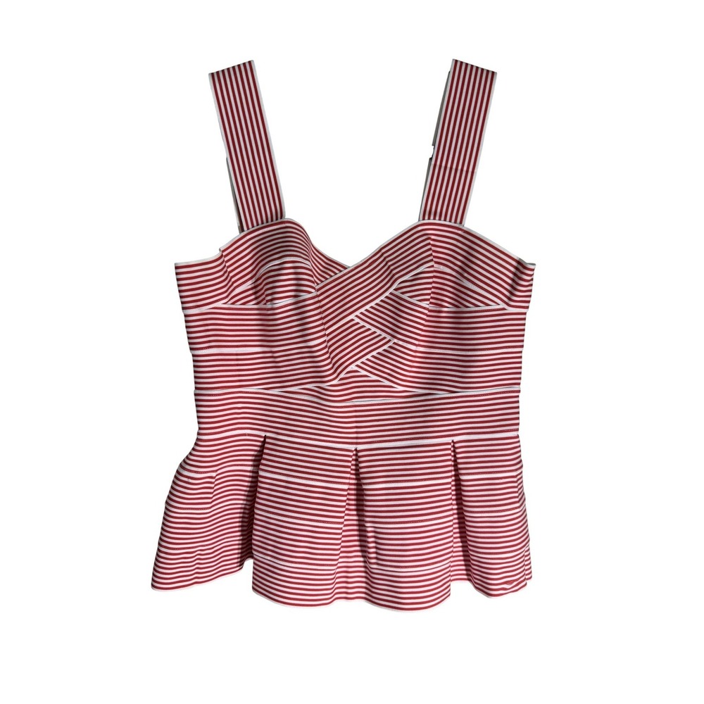 HD in Paris Anthropologie Red White Striped Peplum Bandage Top OB401012 Mens M